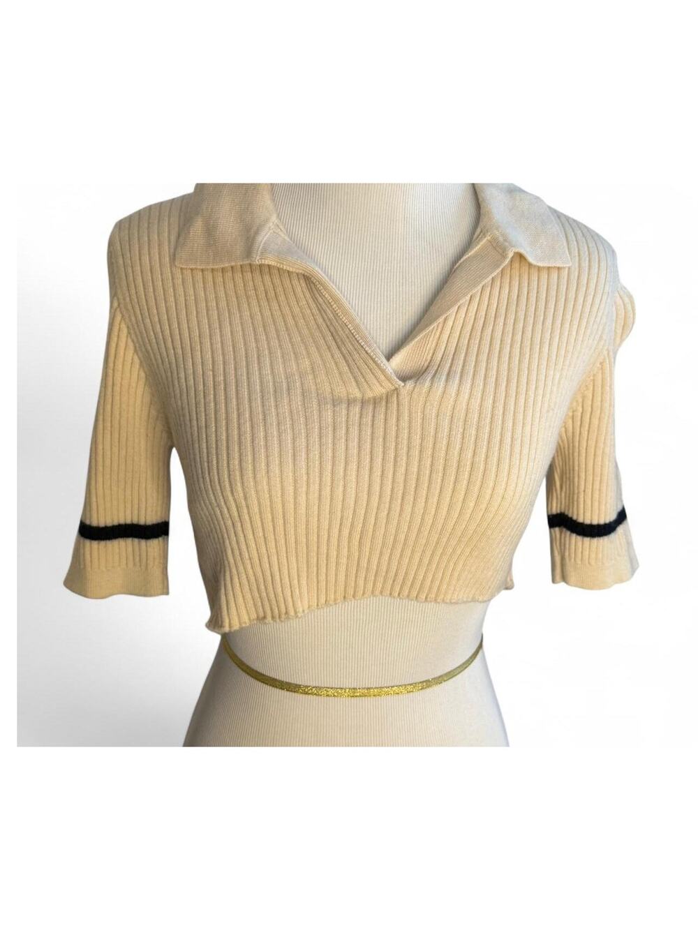 Wood Wood Cropped Collared Sweater